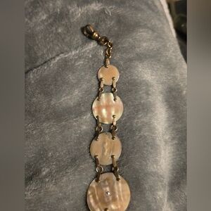 Gold Link Watch Fob with Mother Of Pearl 1920's